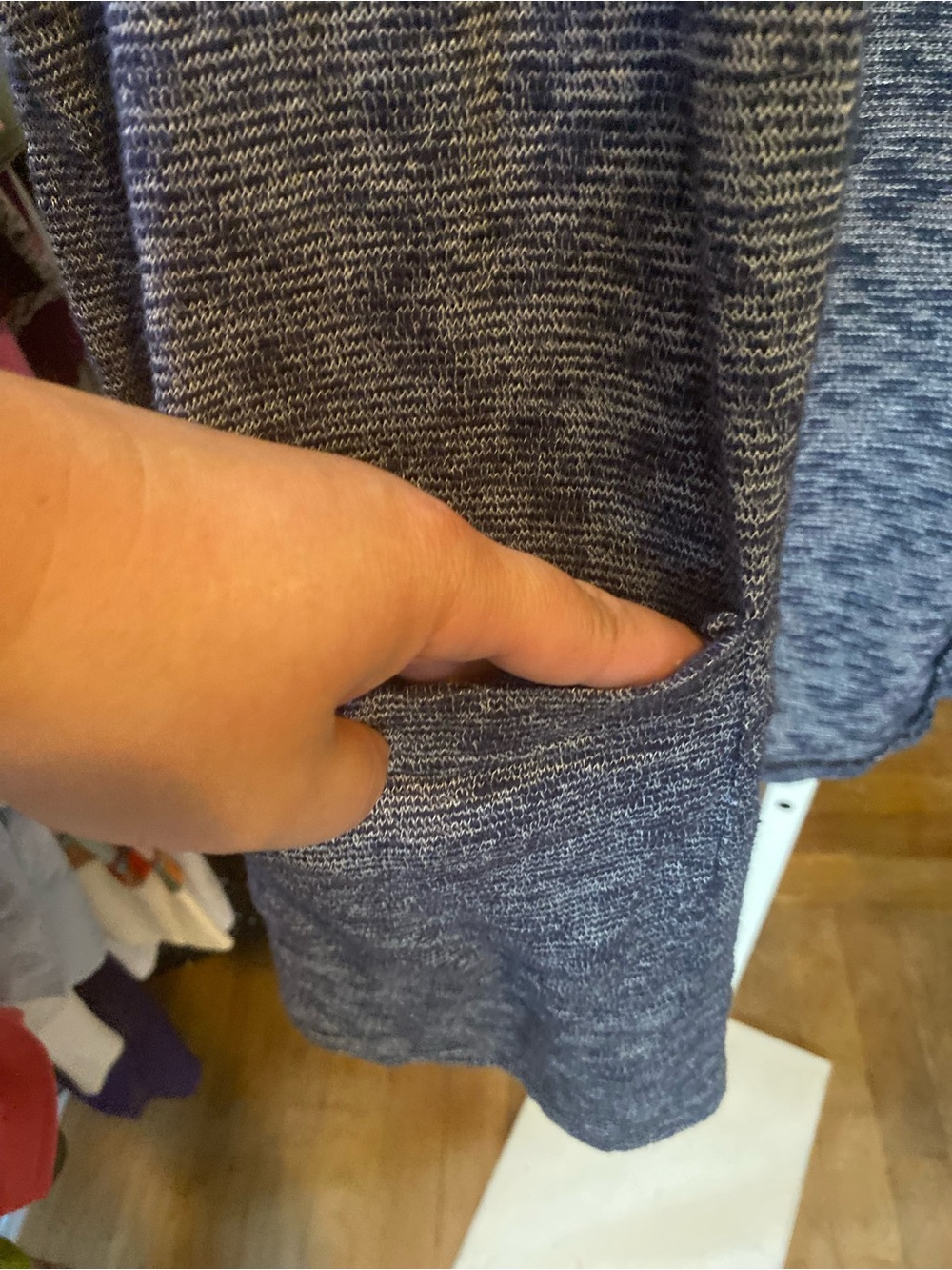 GAP Heathered Blue Open-Front Hooded Cardigan - Picture 4 of 7